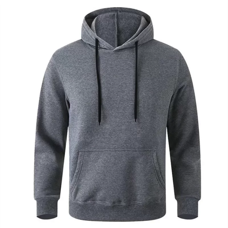 Erkek Uzun Kol Kapşonlu Basic Sweatshirt Hoodie - Füme - Görsel 3