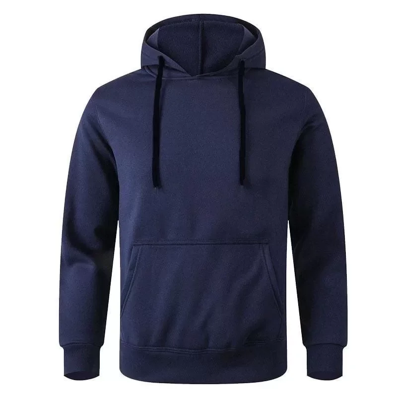 Erkek Uzun Kol Kapşonlu Basic Sweatshirt Hoodie - Lacivert - Görsel 3