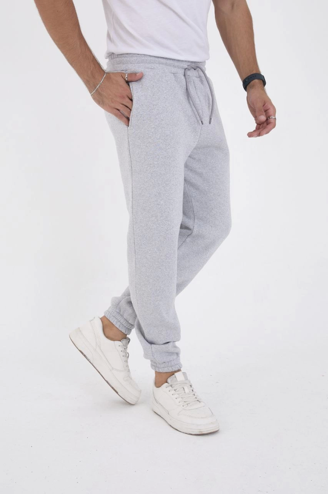 Unisex Kışlık Üç İplik Lastikli Eşofman Pantolon – Gri