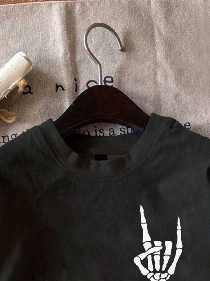 Erkek Baskılı Oversize T-shirt – Siyah