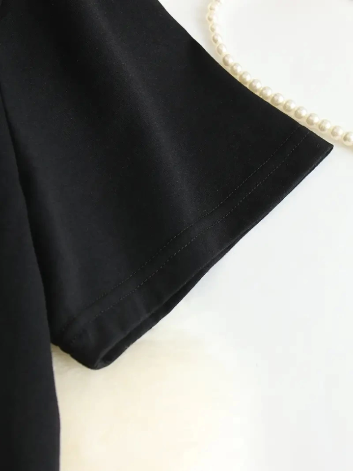 Baskılı Oversize Bisiklet Yaka T-shirt – Siyah
