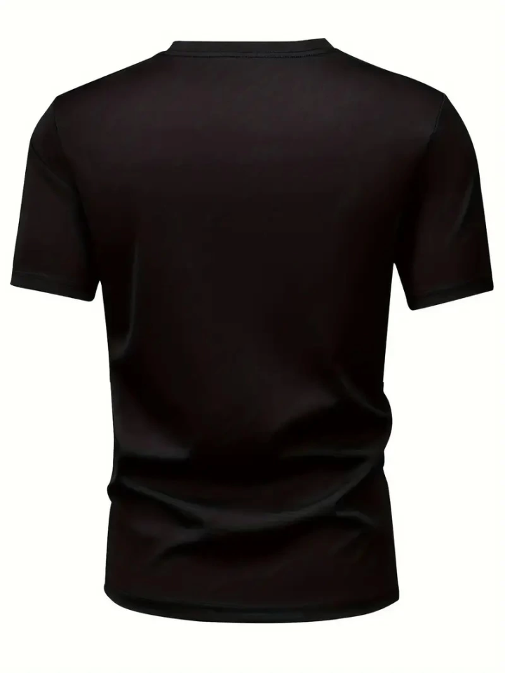 Baskılı Oversize Bisiklet Yaka T-shirt – Siyah