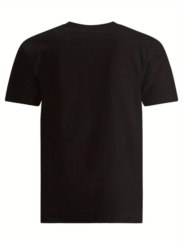Baskılı Oversize Bisiklet Yaka T-shirt – Siyah