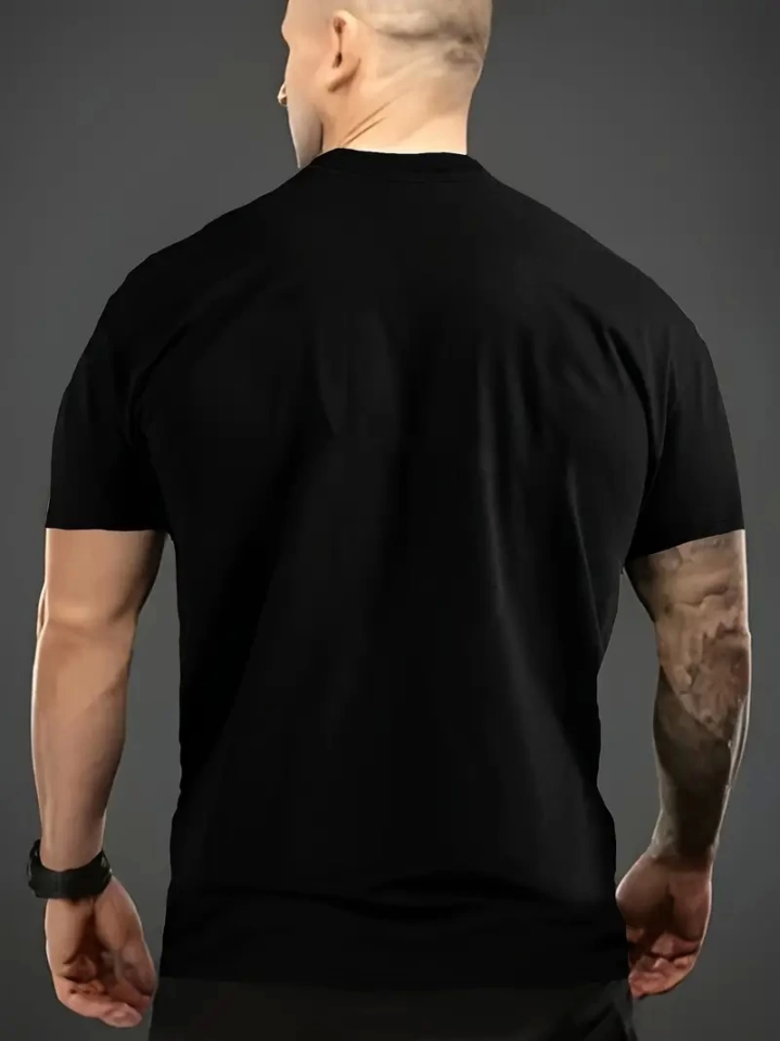 Baskılı Oversize Bisiklet Yaka T-shirt – Siyah