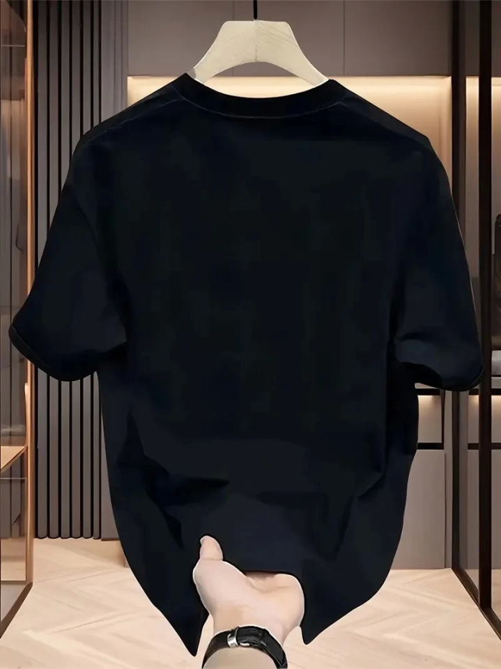 Baskılı Oversize Bisiklet Yaka T-shirt – Siyah
