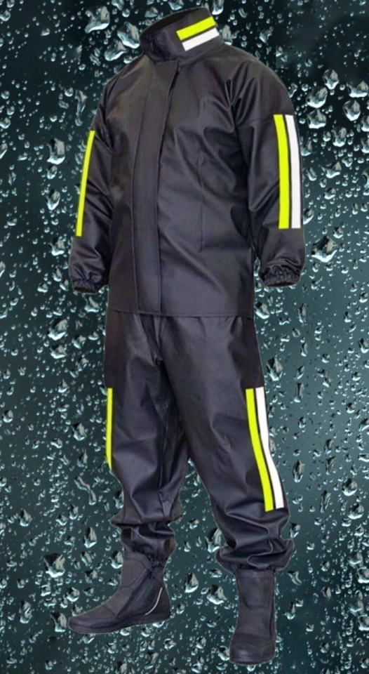 Premium Motorcu Kurye Yağmurluk Takım Su Geçirmez PVC Kumaş Reflektörlü TÜBİTAK Onaylı - Siyah - Görsel 3