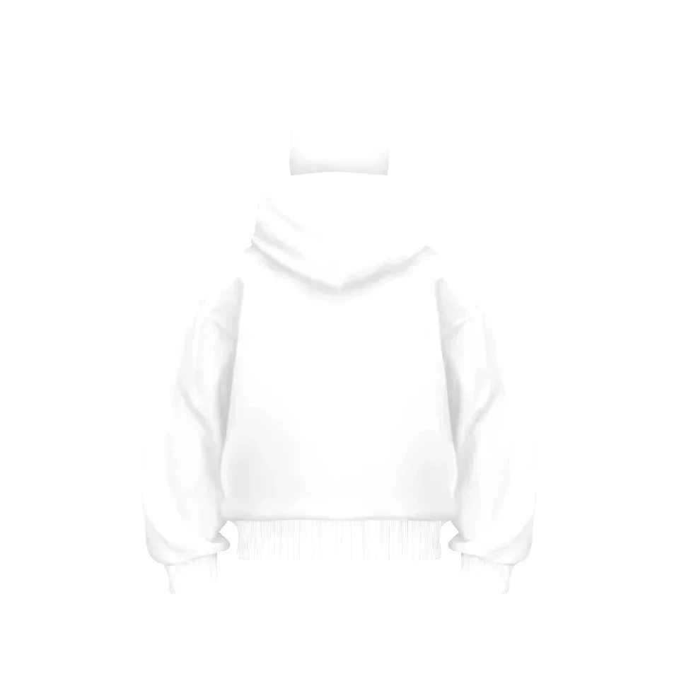 Samuray Ninja Çift Kapşonlu ZIP Fermuarlı Kanguru Çepli Tam Fermuarlı Hoodie Swetshirt - Beyaz
