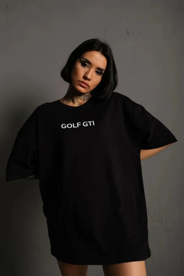 Oversize Baskılı Tişört – Golf GTI Retro Araba Desenli, Ön - Arka Dijital Baskı, Sokak Modası Stil - - Görsel 3