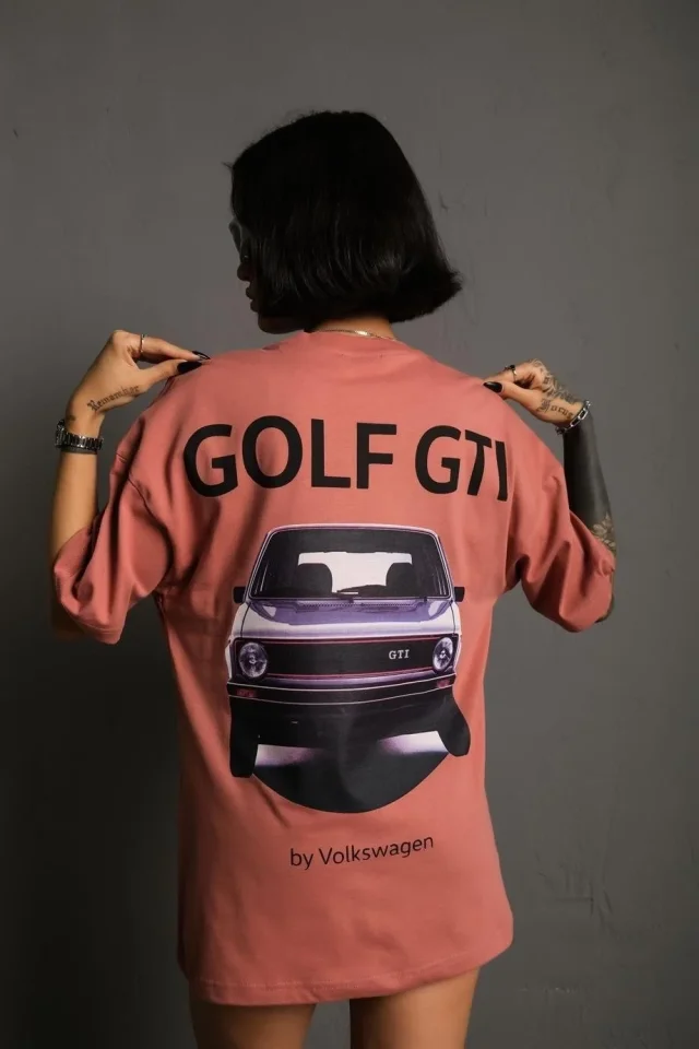 Oversize Baskılı Tişört – Golf GTI Retro Araba Desenli, Ön - Arka Dijital Baskı, Sokak Modası Stil- - Görsel 4