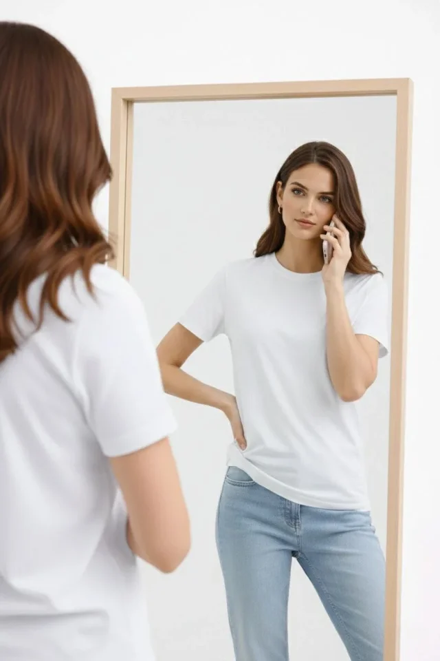 Bisiklet Yaka Tişört Regular Kalıp Basic Pamuklu Günlük Kullanım T-shirt – Beyaz