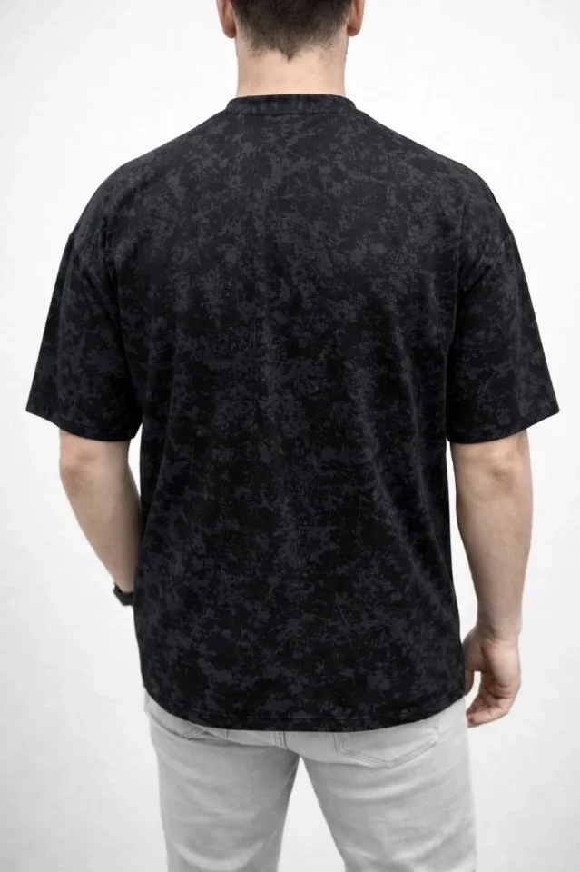 Erkek Premium Tişört OSY Yumuşak Dokulu Yıkamalı Oversize T-Shirt – Siyah