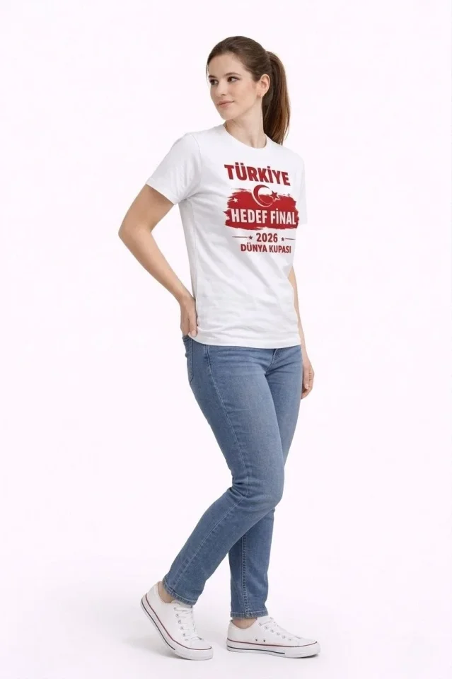 TÜRKİYE Baskılı Tişört Ay Yıldız 2026 Dünya Kupası Taraftar Forma T-Shirt – Beyaz