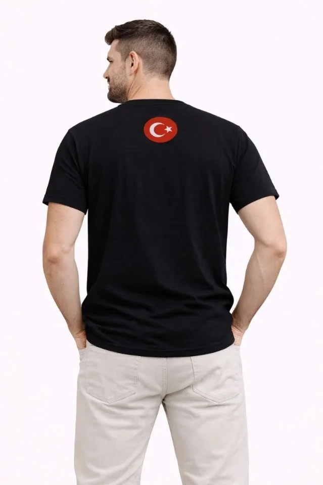 Erkek TÜRKİYE Baskılı Tişört Ay Yıldız 2026 Dünya Kupası Taraftar Forma T-Shirt – Siyah