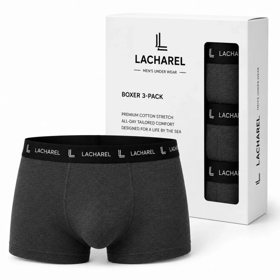 Erkek Likralı Pamuklu Nefes Alan Penye Boxer 2Li Paket – Füme – Gri