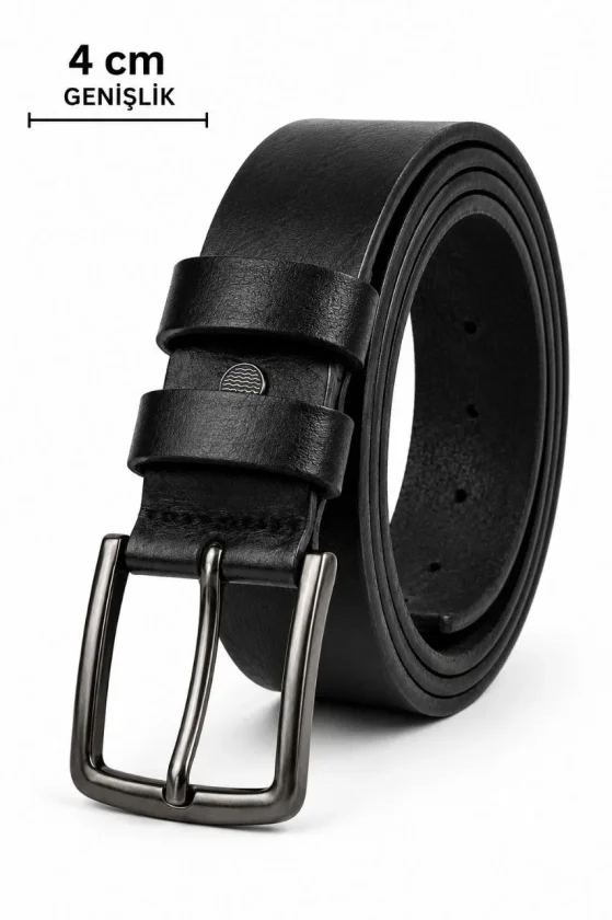 Erkek Hakiki Deri 4 Cm Klasik Kemer Metal Tokalı Günlük Ve Klasik Kullanım - Görsel 2