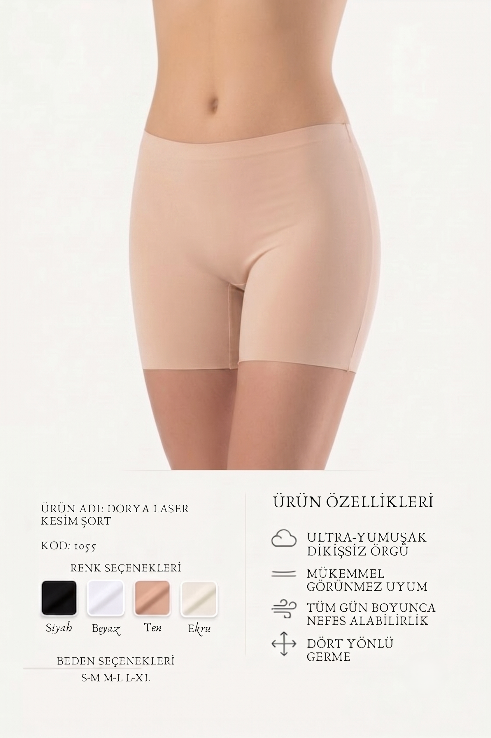 LAZER KESİM BOXER KADIN 1055