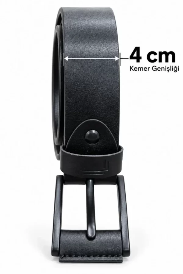 Erkek Siyah 4 Cm Metal Tokalı Kot Ve Kumaş Pantolon Kemeri