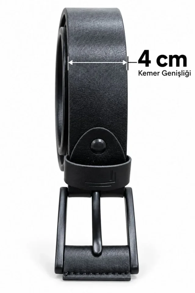 Erkek Siyah 4 Cm Metal Tokalı Kot Ve Kumaş Pantolon Kemeri