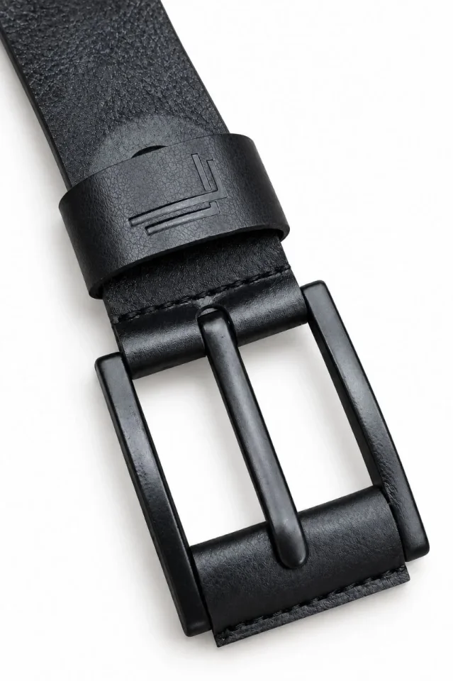 Erkek Siyah 4 Cm Metal Tokalı Kot Ve Kumaş Pantolon Kemeri - Görsel 3