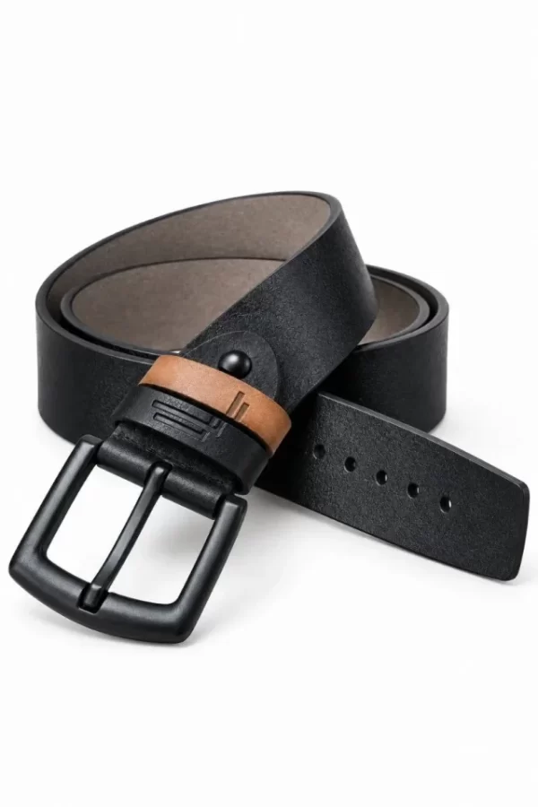 Erkek Siyah 4 Cm Çift Biritli Metal Tokalı Kot Ve Kumaş Pantolon Kemeri