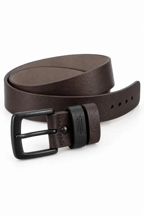 Erkek Koyu Kahverengi 4 Cm Çift Biritli Metal Tokalı Kot Ve Kumaş Pantolon Kemeri