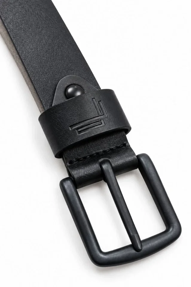 Erkek Siyah 3,5 Cm Metal Tokalı Kot Ve Kumaş Pantolon Kemeri - Görsel 3