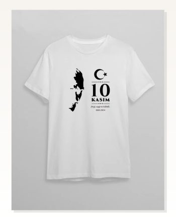 Kadın Baskılı Günlük Stil Beyaz 10 Kasım Atatürk Tişört