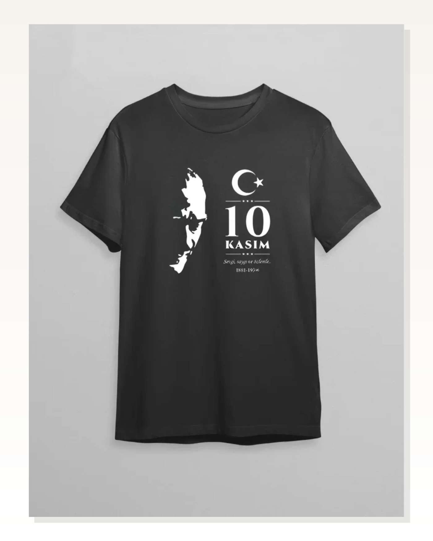 Baskılı Kadın Günlük Stil Siyah 10 Kasım Atatürk Tişört Marketplace blank