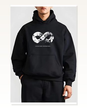 10 Kasıma Özel Üç İplik Kapşonlu Baskılı Sweatshirt Siyah