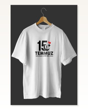 Kadın Baskılı Günlük Stil Beyaz 15 Temmuza Özel Tasarım Tişört