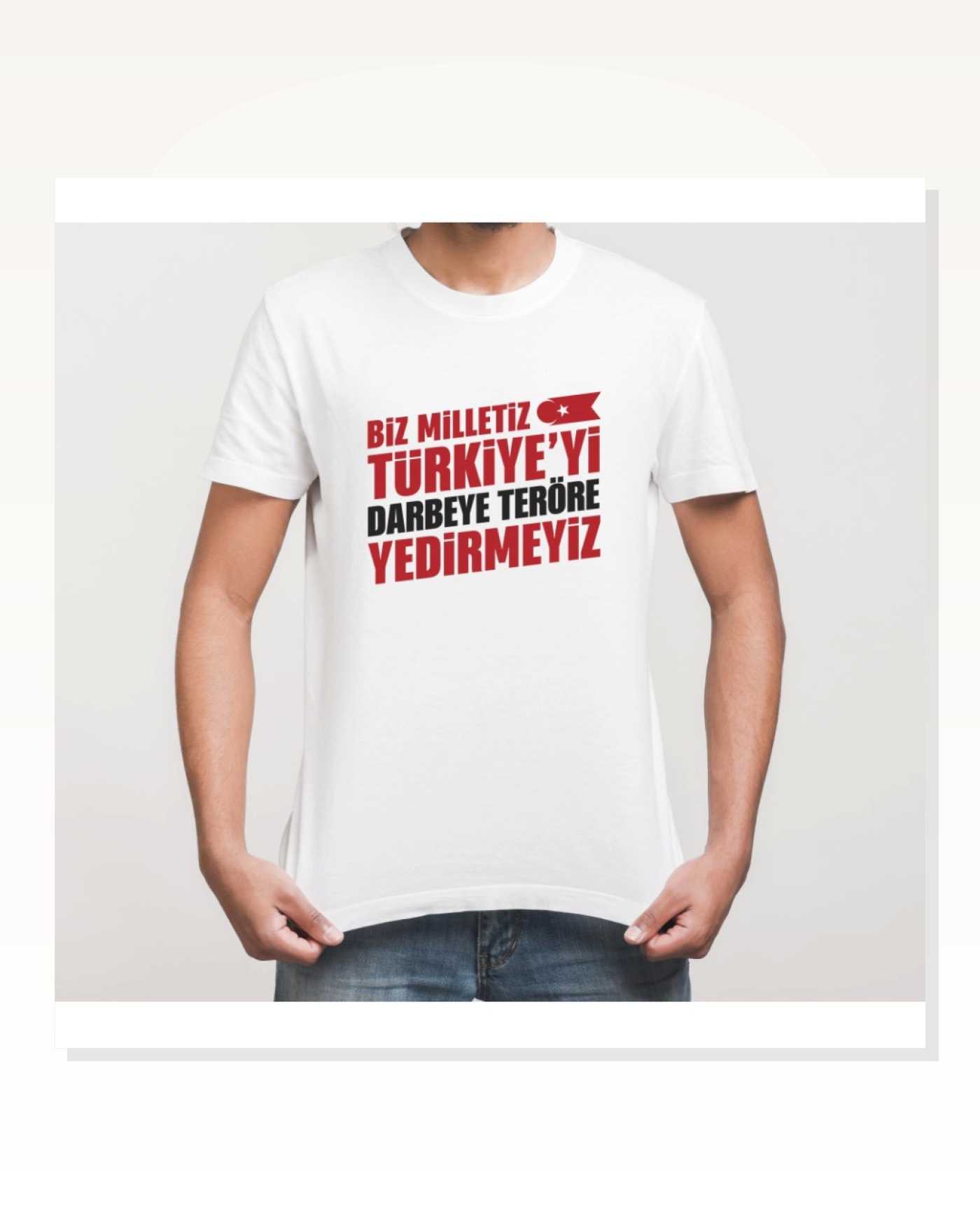 Baskılı Kadın Günlük Stil Beyaz 15 Temmuza Özel Tasarım YEDİRMEYİZ Tişört Marketplace blank
