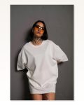 Soft Dokulu Unisex Günlük Stil Beyaz 24 1 Pamuk Düz Oversize Tişört