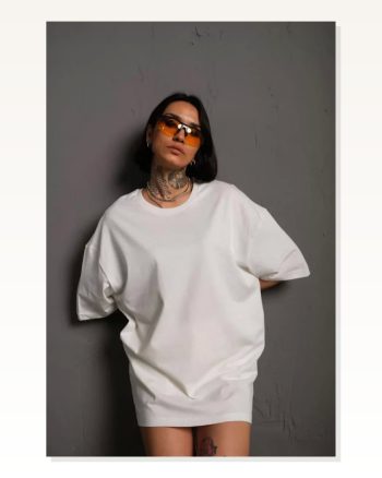 Soft Dokulu Unisex Günlük Stil Beyaz 24 1 Pamuk Düz Oversize Tişört