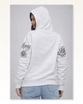 3 İplik Pamuklu Kapüşonlu Baskılı Sweatshirt Hoodie Beyaz