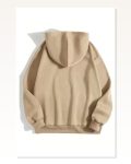 Unisex Günlük Stil Bej Rengi Üç İplik Pamuklu Kapüşonlu Sweatshirt