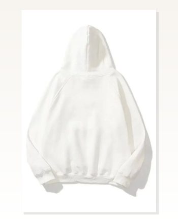 Unisex Günlük Stil Beyaz Üç İplik Pamuklu Cepli Kapüşonlu Sweatshirt