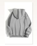 Unisex Günlük Stil Gri Melanj Üç İplik Pamuklu Kapüşonlu Sweatshirt