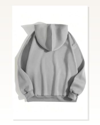 Unisex Günlük Stil Gri Melanj Üç İplik Pamuklu Kapüşonlu Sweatshirt