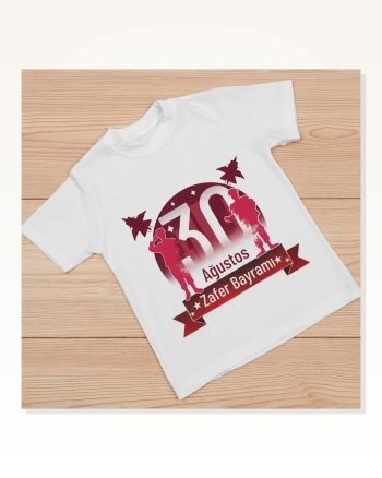 Baskılı Unisex Günlük Stil Beyaz 30 Ağustos Tişört