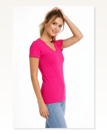 Erkek Fit Duruş Pembe Mavi ve Ekru Slim V Yaka Tişört 3’Lü Set