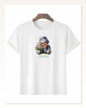 Kadın Baskılı Günlük Stil Beyaz Anneler Gününe Özel Tasarım Canım Annem Tişört