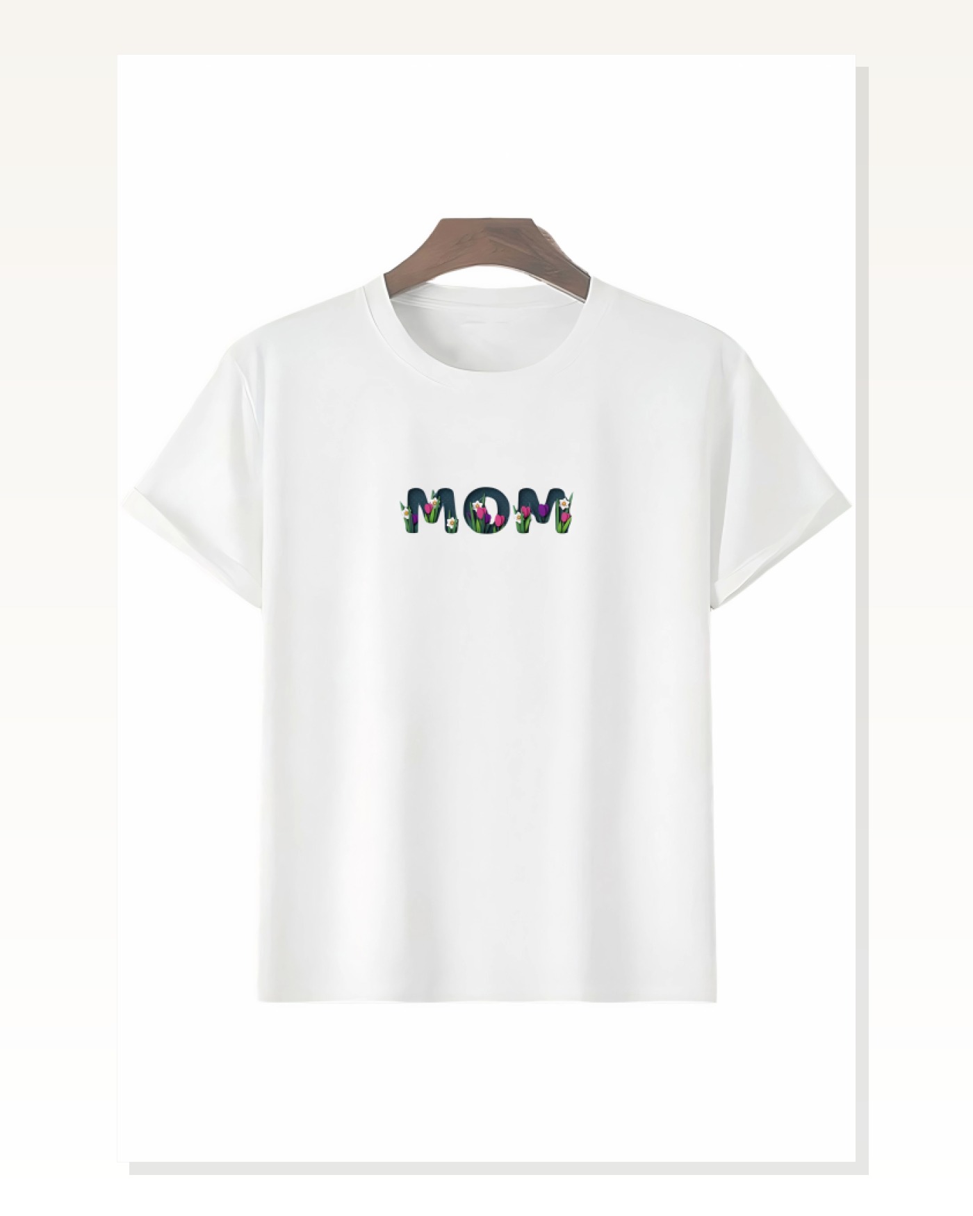 Baskılı Kadın Günlük Stil Beyaz Anneler Gününe Özel Tasarım Mom Çiçek Tişört Marketplace blank