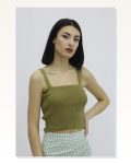 Kadın Modern Stil Askılı Triko Haki P-019917 Büstiyer