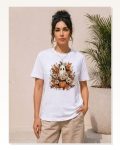 Balkabağı Hayalet Baskılı Tişört Kısa Kol Yazlık T-shirt Beyaz