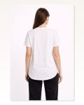 Basic T-shirt Kısa Kol Bisiklet Yaka Oval Kesim Tişört Beyaz