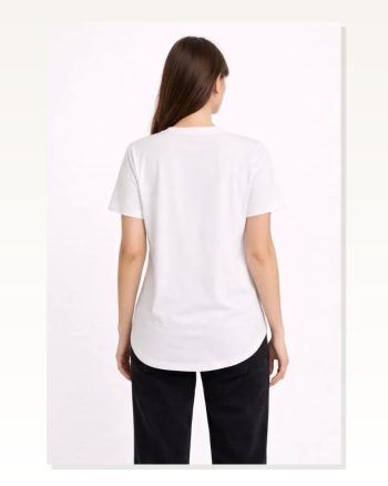 Basic T-shirt Kısa Kol Bisiklet Yaka Oval Kesim Tişört Beyaz