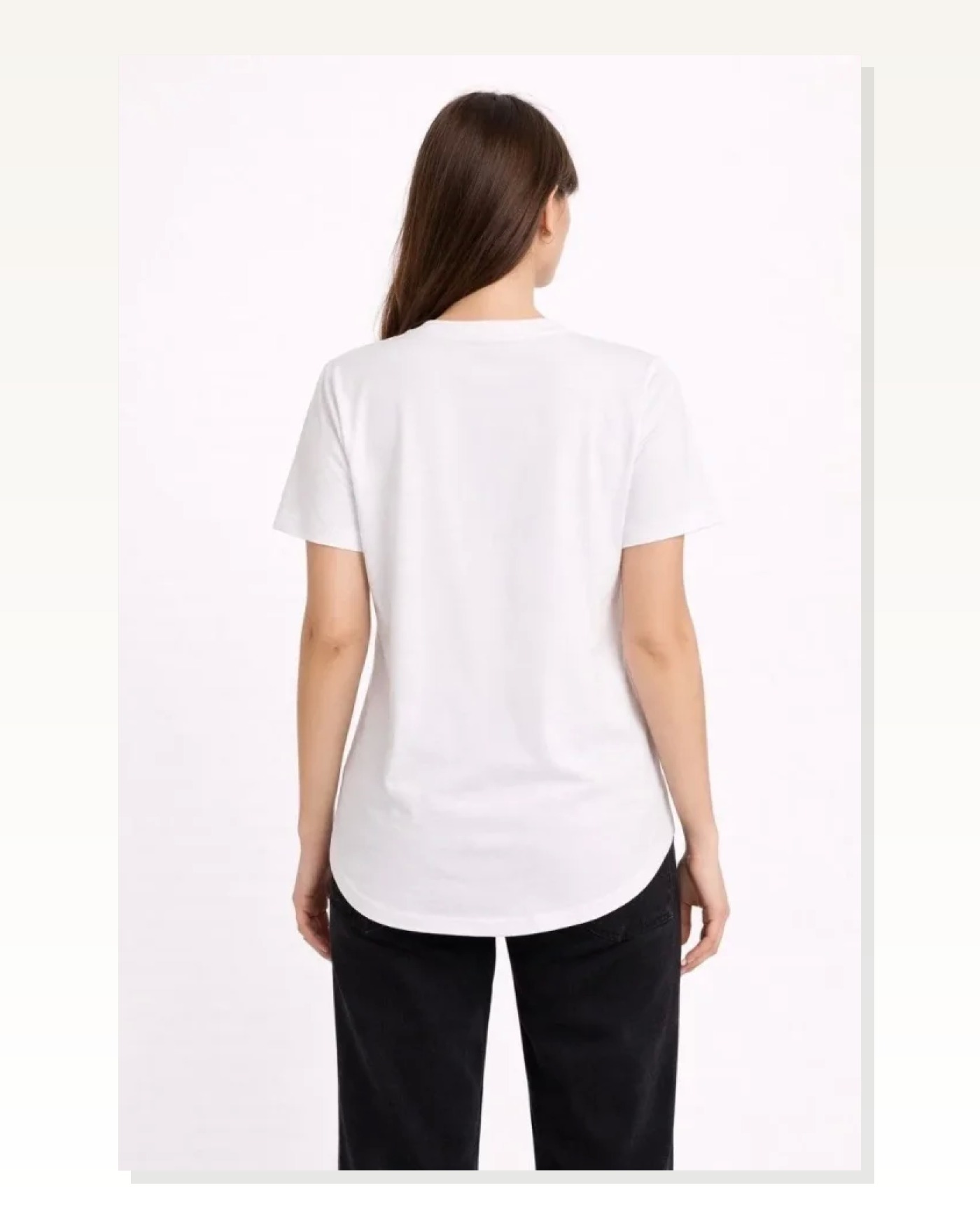 Basic T-Shirt Kısa Kol Bisiklet Yaka Oval Kesim Tişört - Beyaz Marketplace blank