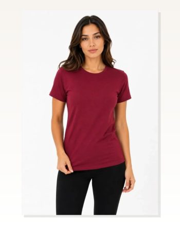 Basic Tişört Bisiklet Yaka Kısa Kol Günlük Yazlık Slim Fit T-shirt Bordo