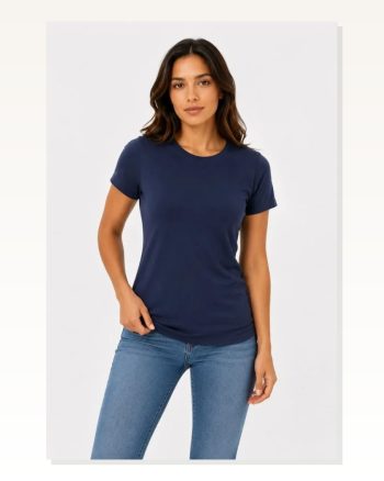 Basic Tişört Bisiklet Yaka Kısa Kol Günlük Yazlık Slim Fit T-shirt Lacivert