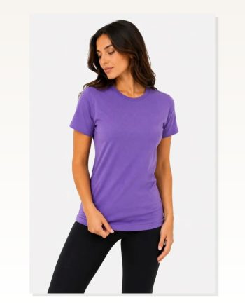Basic Tişört Bisiklet Yaka Kısa Kol Günlük Yazlık Slim Fit T-shirt Mor